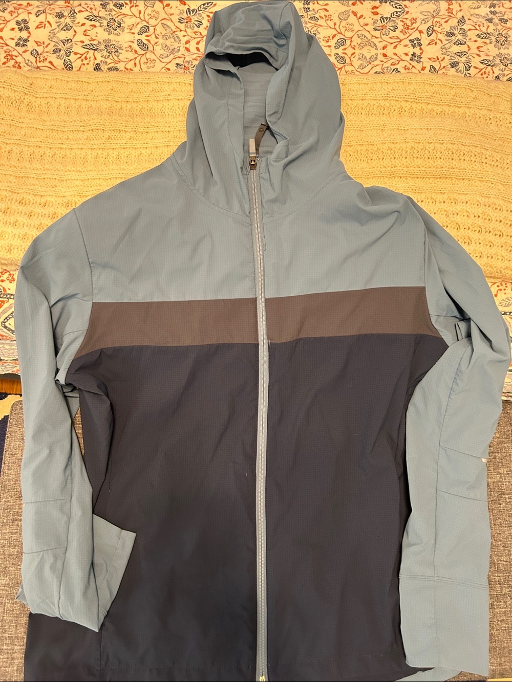 Light Blue and Navy Men's Brooks Canopy Running Jacket